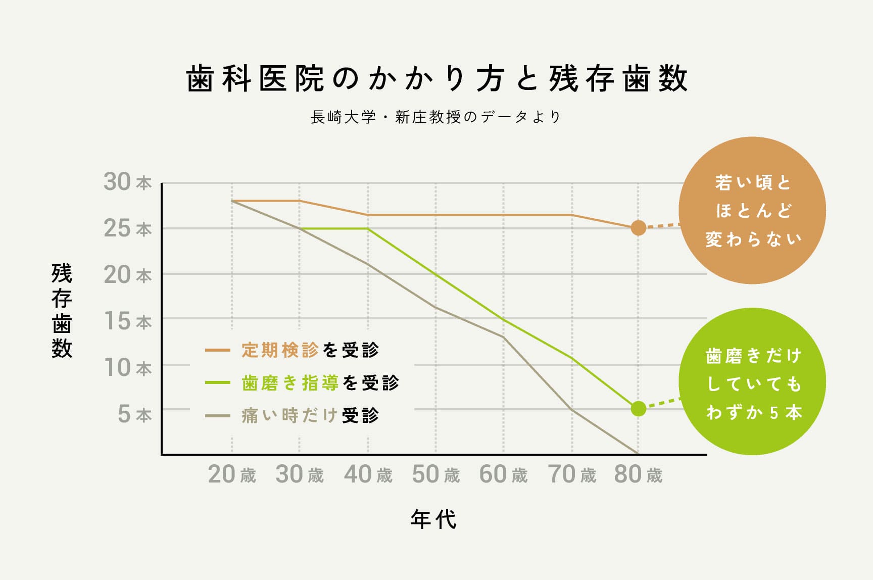 歯科医院のかかり方と残存歯数